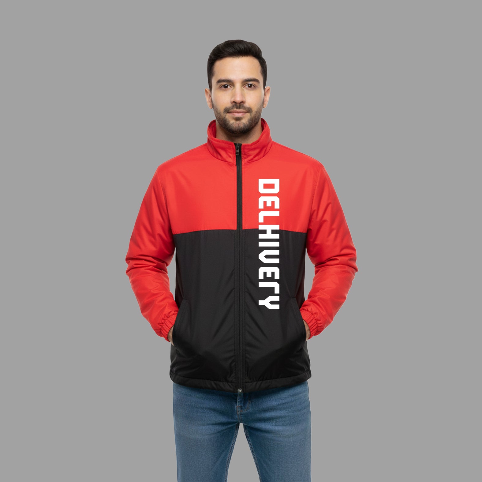 Delhivery Premium Red & Black Windcheater (Bold Logo)