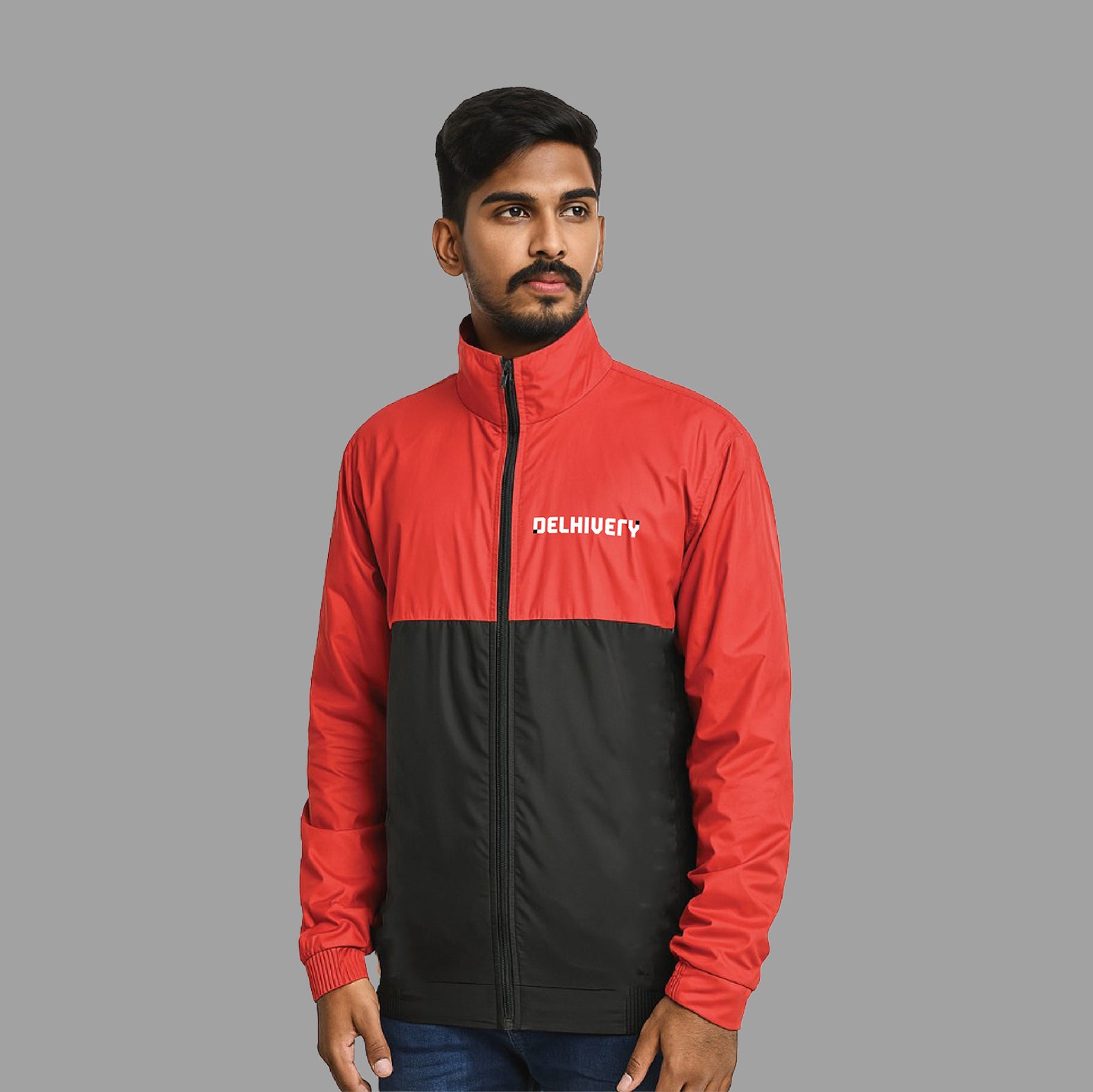 Delhivery Classic Red & Black Windcheater
