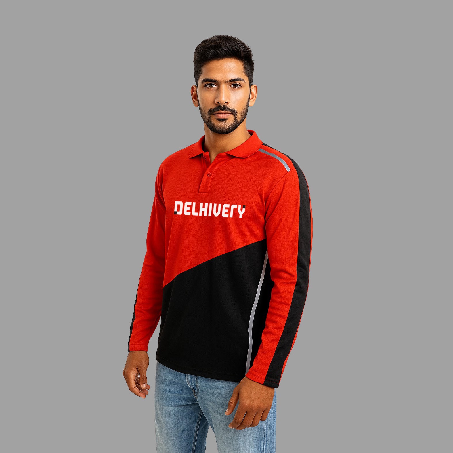 Delhivery Rider Red & Black Tshirt