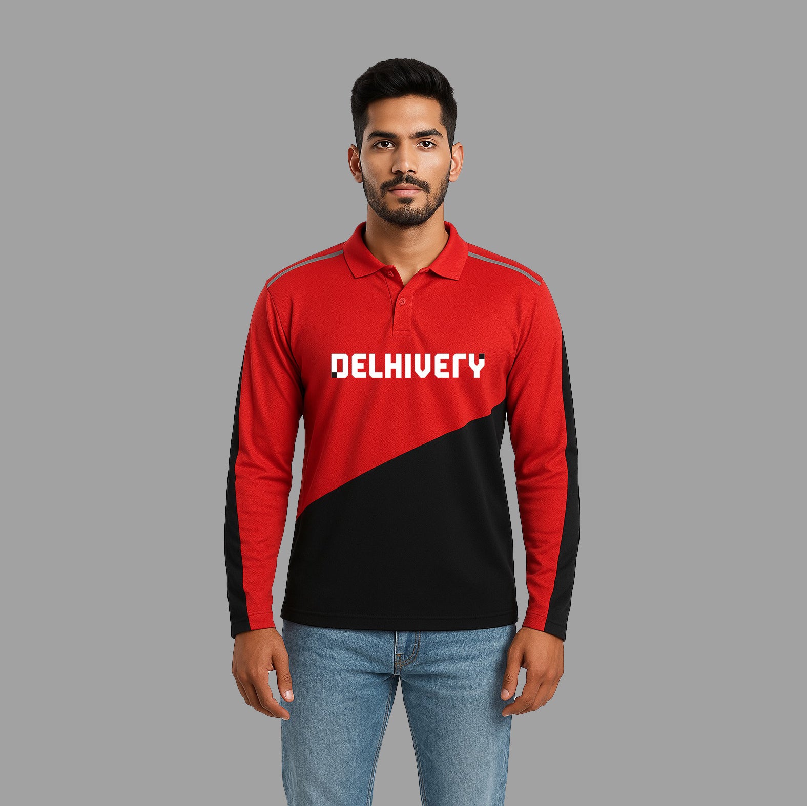 Delhivery Rider Red & Black Tshirt