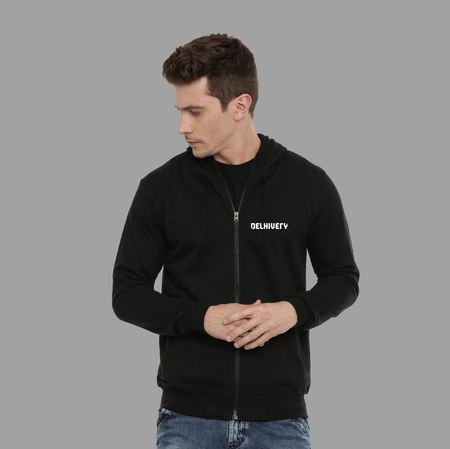 Delhivery Classic Black Sweatshirt with hood