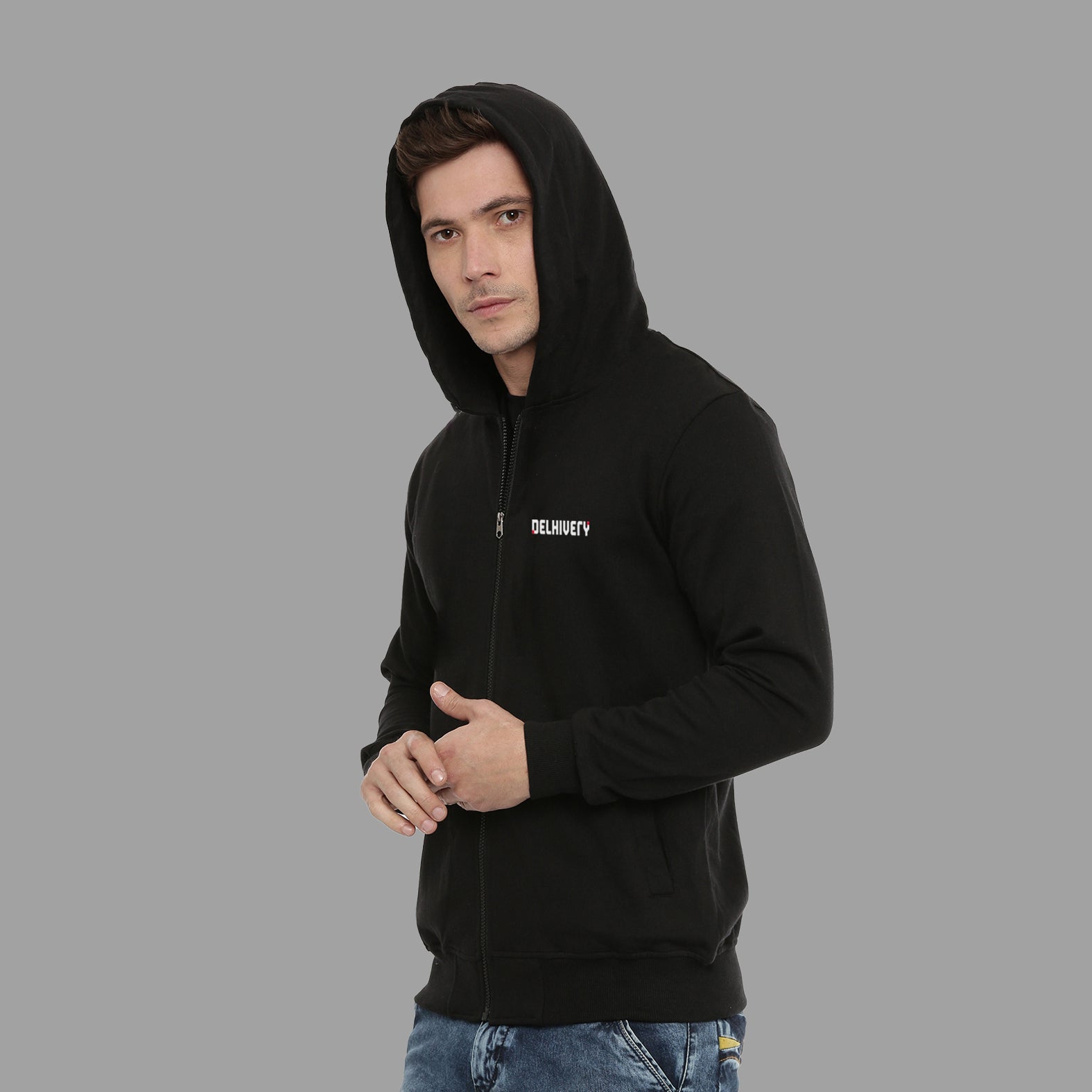Delhivery Classic Black Sweatshirt with hood
