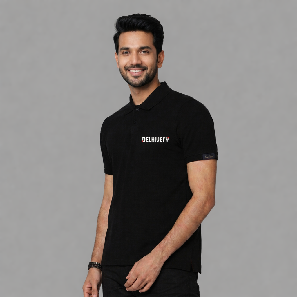 Rare Rabbit- Delhivery Premium Polo Black Tshirt