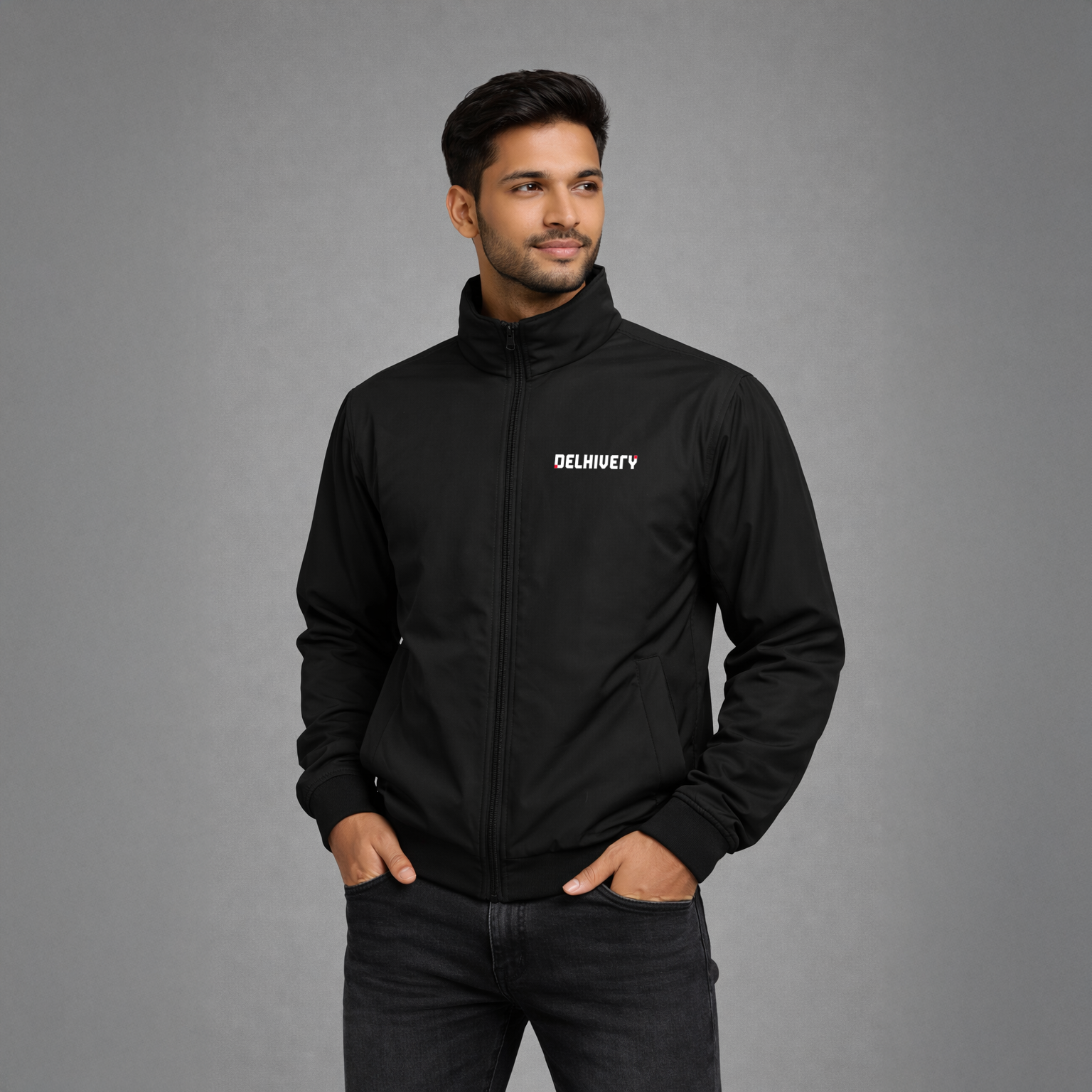 Delhivery Premium Black Windcheater