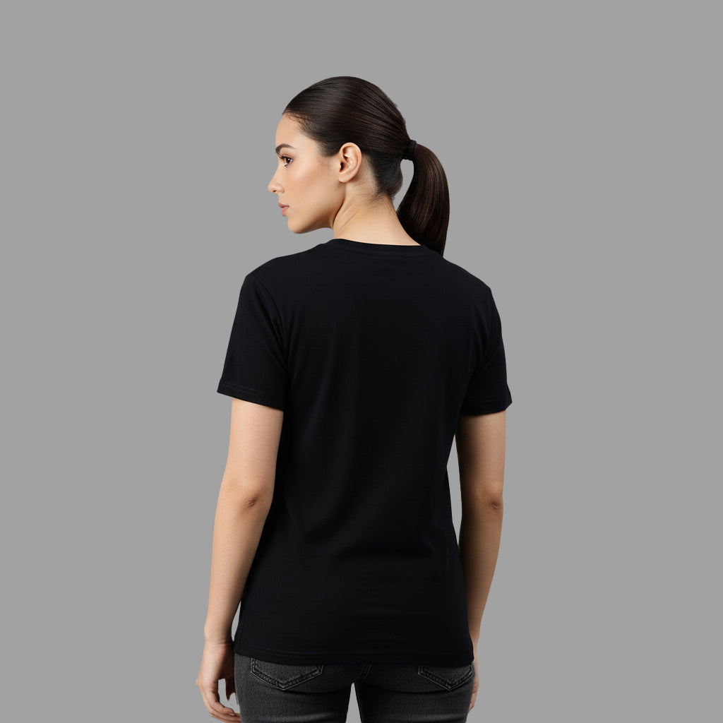 Delhivery Classic Round Neck Black Tshirt