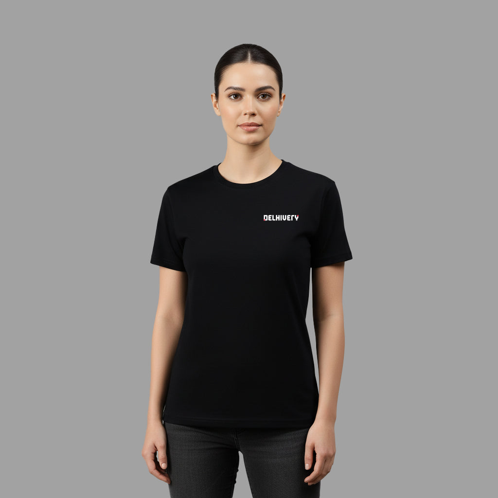 Delhivery Classic Round Neck Black Tshirt